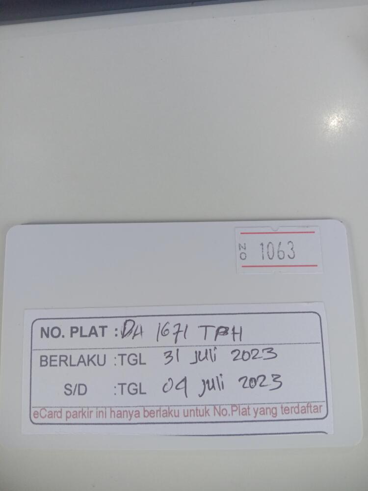 Kartu member kembali id 1063