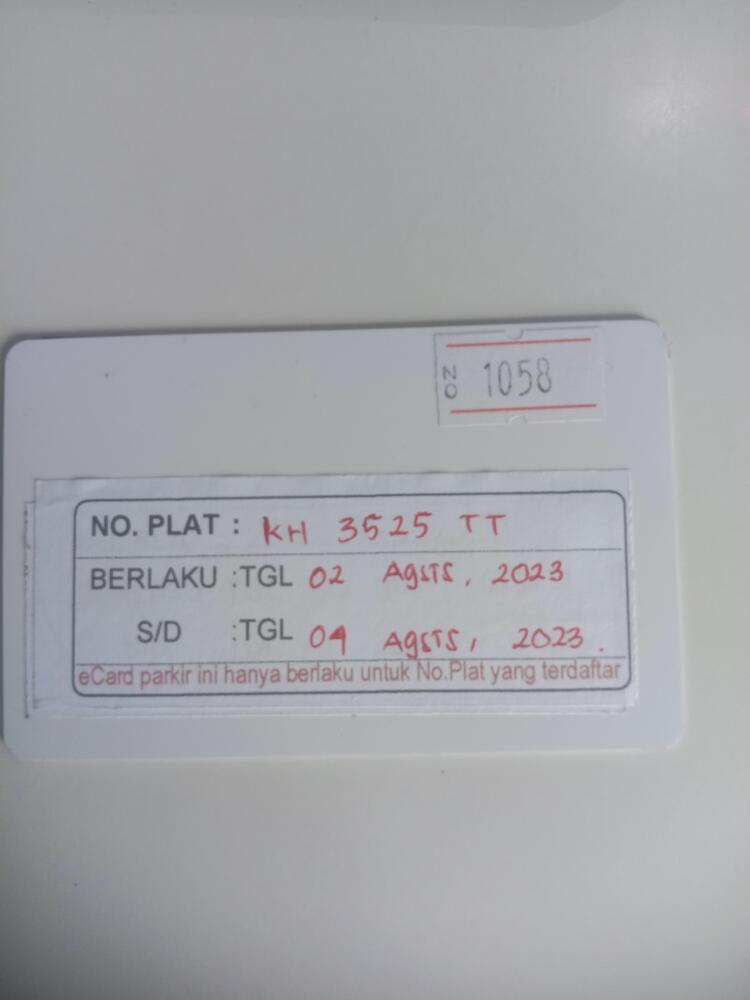 Kartu member kembali id 1058