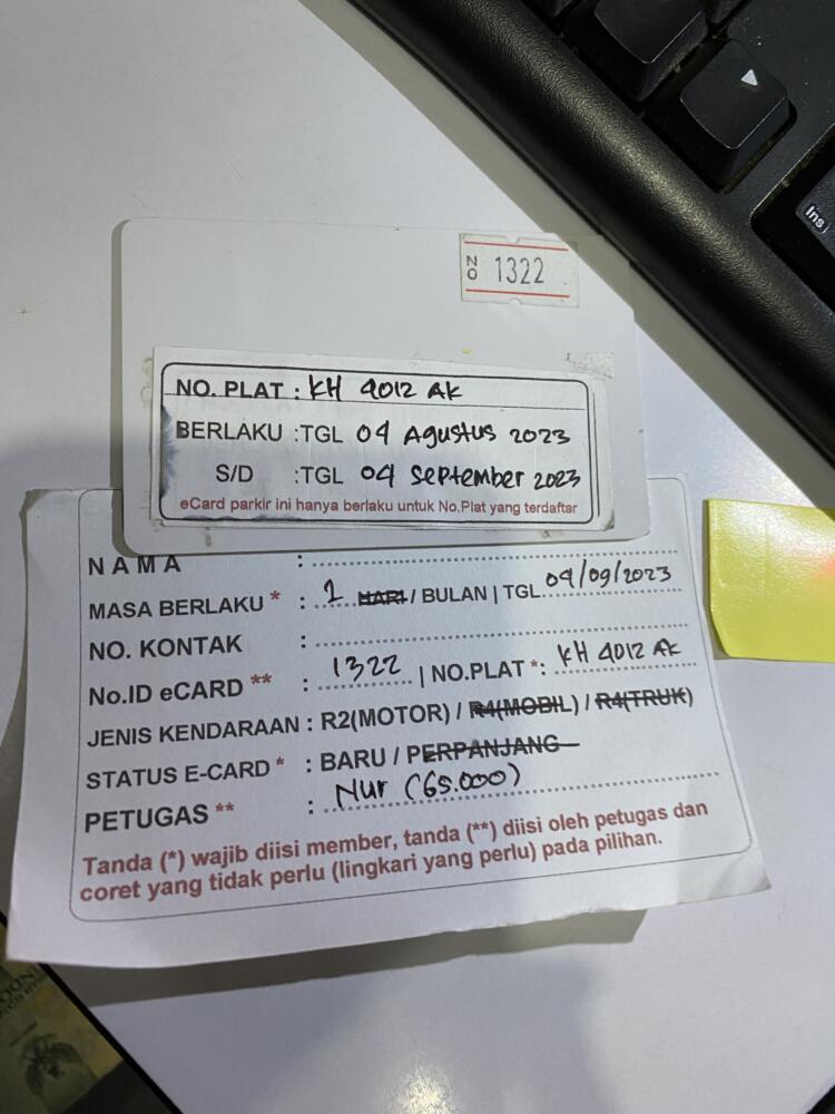 Kartu member umum baru ID 1322