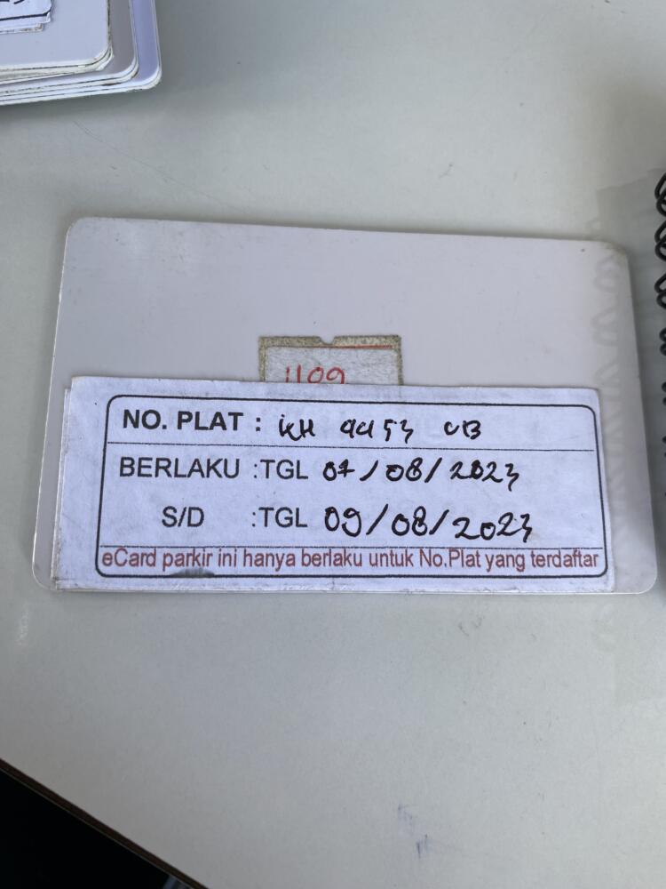 Kartu member kembali ID 1109
