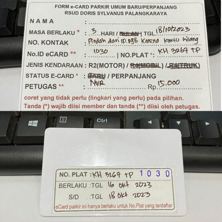 Aktif perpanjang ID 1198 kartu hilang pindah ke ID 1030