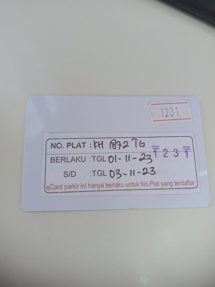 Kartu member kembali id 1231