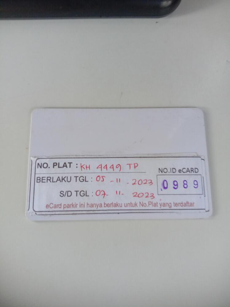 Kartu member kembali id 989