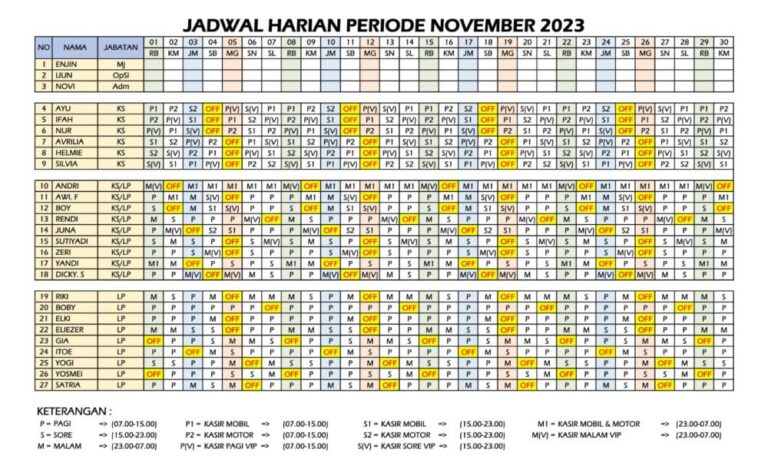 Jadwal bulan November 2023