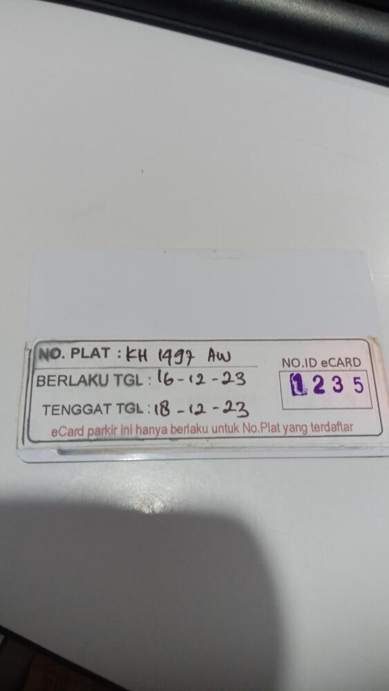 Kartu member kembali id 1235