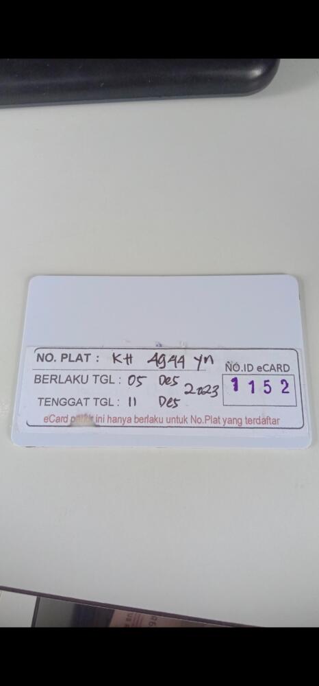 Kartu member kembali id 1152