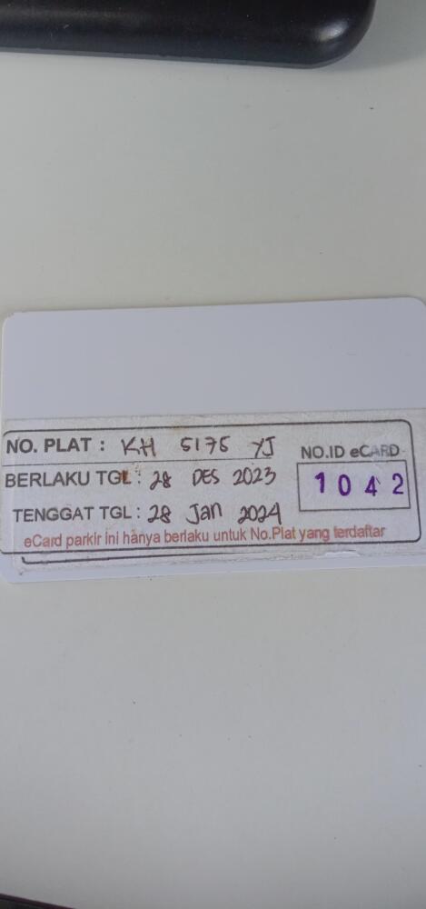 Kartu member kembali id 1042