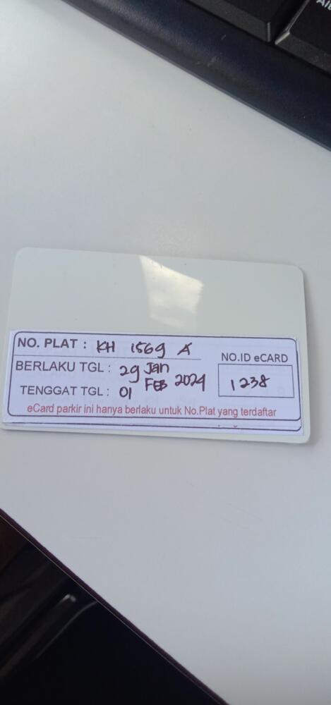 Kartu member kembali id 1238