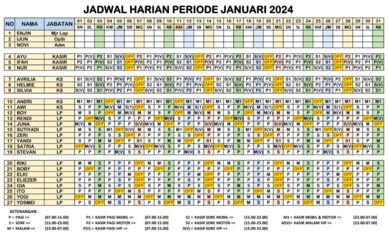 Jadwal Januari 2024