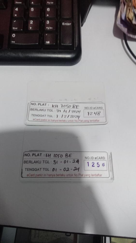 Kartu member id 1248 pindah ke id 1258