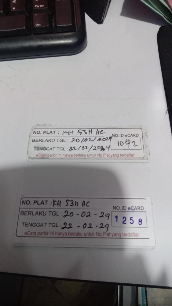 Kartu member id 1042 pindah ke id 1258