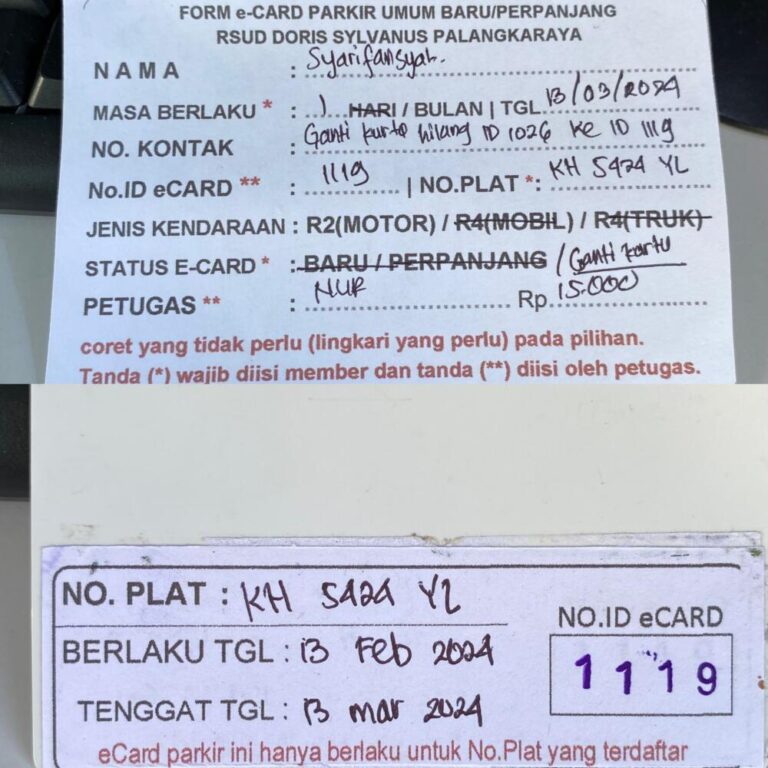Kartu hilang ID 1026 pindah ke ID 1119