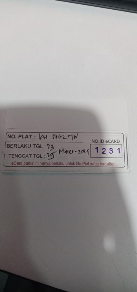 Kartu member kembali id 1231