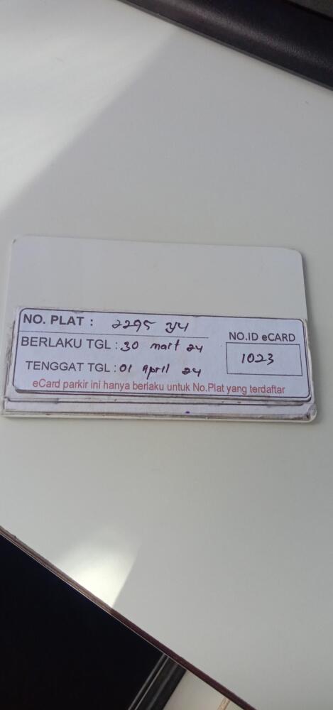 Kartu member kembali id 1023