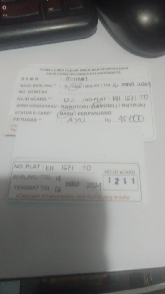 kARTU MEMBER BARU ID:1211