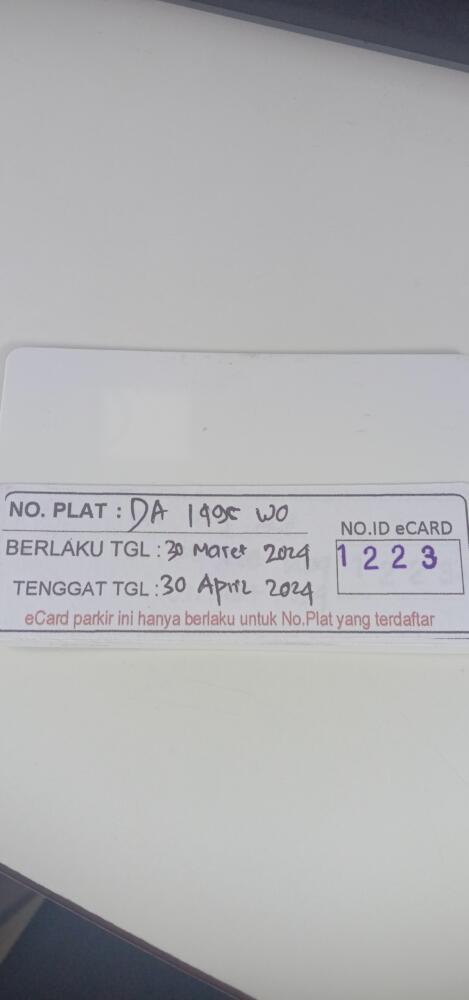 Kartu member kembali id 1223