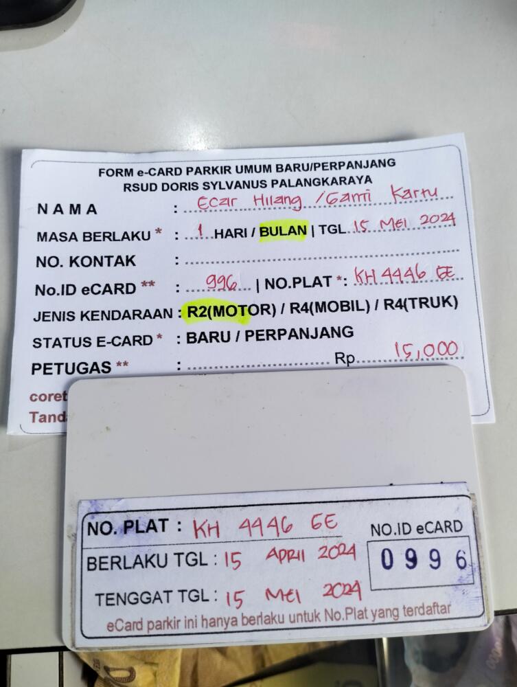 GANTI KARTU DARI ID 1036 KE ID 996