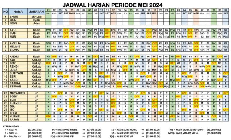 Jadwal bulan Mei 2024