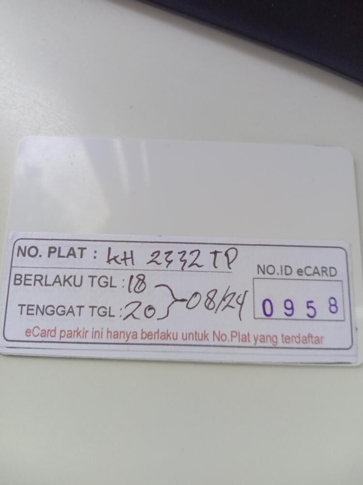 Kartu member kembali id 958