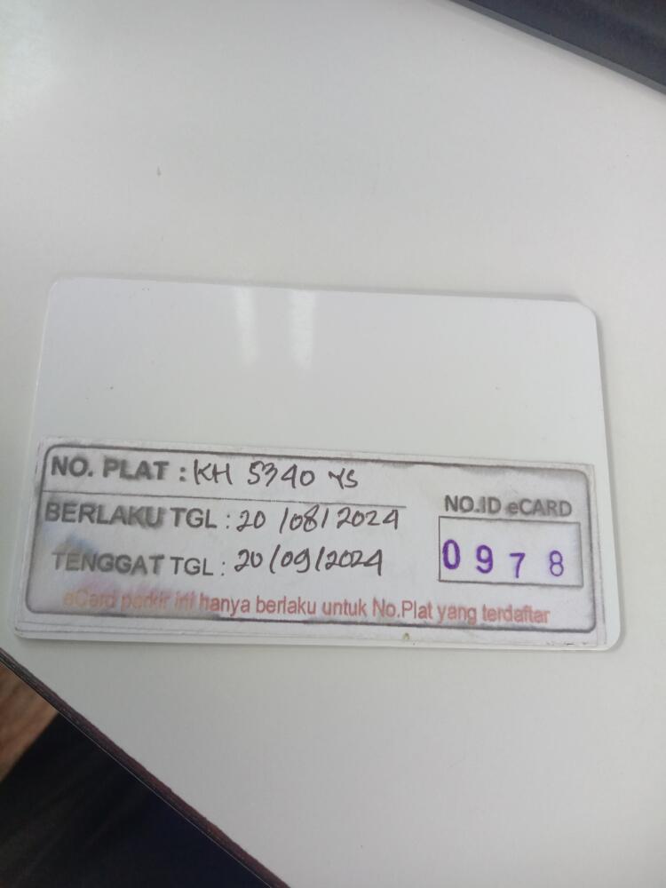 Kartu member kembali id 978