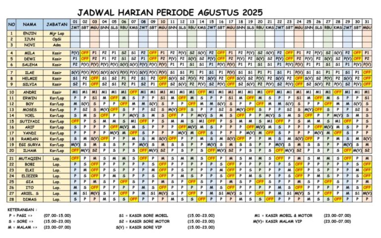 JADWAL BULAN AGUSTUS 2025