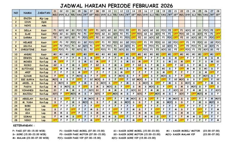 JADWAL BULAN PEBRUARI 2026