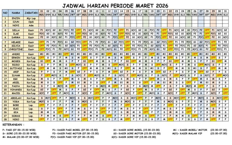 JADWAL BULAN MARET 2026